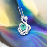Paraiba Necklace Sterling Silver Swan Penant - White Gold @ Sterling silver Adjustable chain #1010