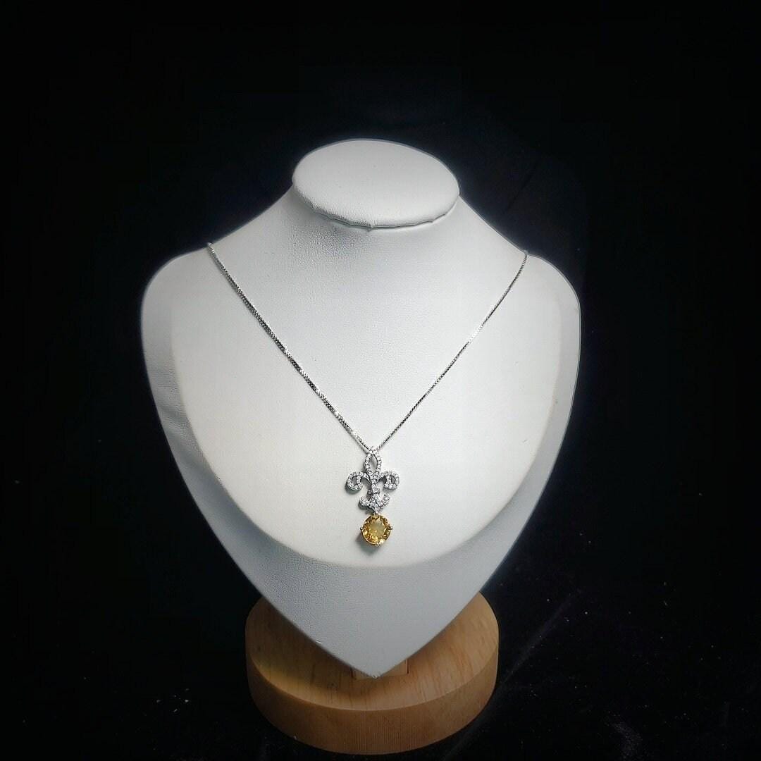 Genuine Citrine necklace - Gemstone Kite Jewelry - Round 2 Ct Fine Cut Natural Citrine Pendant - November Birthstone #415