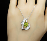 Genuine Peridot Necklace Angel Wing Necklace 18KGP @ Sterling Silver - August Birthstone - Natural Protective Green Gemstone Jewelry #911