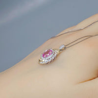 Pink Tourmaline Necklace - Life Spiral 1.8 CT Pink Tourmaline Pendant - Spiritual Gemstone Flower - Double Halo Swirl Infinity Jewelry #734