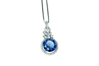 3.8 CT Blue Sapphire Necklace - 18KGP Sterling Silver Flower Petal - September Birthstone - Unique Design Sapphire Pendant #580