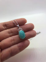 Natural blue amazonite necklace, sterling silver Diamond Crown Pendant 1032