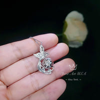 Small Freshwater Pink Pearl Phoenix Necklace Full 925 Sterling Silver 18kgp Bird Pendant Pearl Jewelry #932
