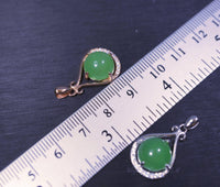 Sterling Silver Green Jade Necklace - Rose Gold High Quality Natural Emerald Jade Jewelry - Vintage Victorian Genuine Jade Pendant #204