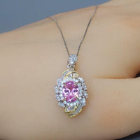 Pink Tourmaline Necklace - Life Spiral 1.8 CT Pink Tourmaline Pendant - Spiritual Gemstone Flower - Double Halo Swirl Infinity Jewelry #734