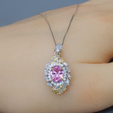 Pink Tourmaline Necklace - Life Spiral 1.8 CT Pink Tourmaline Pendant - Spiritual Gemstone Flower - Double Halo Swirl Infinity Jewelry #734