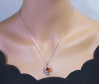 Red Orange Sunstone Jewelry - Flower Of Life Large 5 Ct Orange Sapphire Pendant Sterling Silver Tangerine Spessartite Garnet Necklace #637
