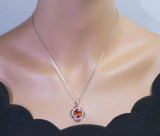 Red Orange Sunstone Jewelry - Flower Of Life Large 5 Ct Orange Sapphire Pendant Sterling Silver Tangerine Spessartite Garnet Necklace #637