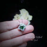 Tiny Square Emerald Necklace - 18kgp @ Sterling Silver - Gemstone Windmill Necklace - Mini Green Emerald Jewelry #304