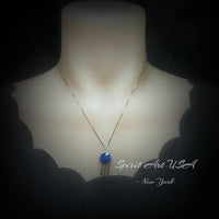 Large Round Blue Sapphire Necklace Gemstone Dream Catcher Necklace Blue Sapphire Pendant 18KGP @ Sterling Silver - September Birthstone #830
