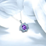 Genuine Amethyst Necklace Luxury February Birthstone White Gold Sterling Silver Milky Way Spiral Galaxy Energy Vortexes Windmill 3 CT #1087