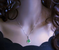 Sterling Silver Green Jade Necklace - Rose Gold High Quality Natural Emerald Jade Jewelry - Vintage Victorian Genuine Jade Pendant #204