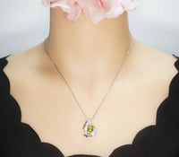 Genuine Peridot Necklace Angel Wing Necklace 18KGP @ Sterling Silver - August Birthstone - Natural Protective Green Gemstone Jewelry #911