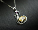 Citrine Necklace - Sterling Silver Coupon Swan Necklace - Chakra Healing Tiny 925 Silver Box Chain Citrine Healing Pendant Yoga Jewelry 1107