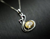 Citrine Necklace - Sterling Silver Coupon Swan Necklace - Chakra Healing Tiny 925 Silver Box Chain Citrine Healing Pendant Yoga Jewelry 1107