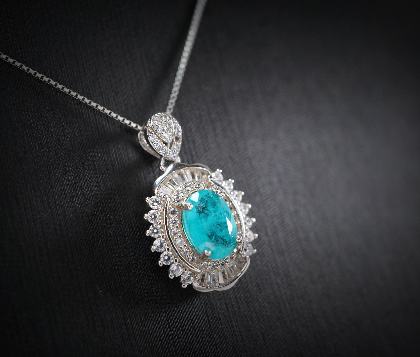 Paraiba Necklace - Sterling Silver Paraiba Tourmaline Necklace #380
