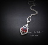 Garnet Necklace - 18KGP @ Sterling Silver - Dainty Garnet Pendant - January Birthstone - Pear Cut Garnet Jewelry