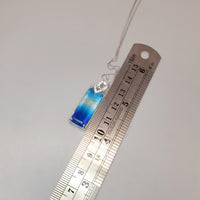 Blue Tourmaline Necklace Sterling Silver Rectangle Unique Design Aquamarine Style Blue Gemstone Jewelry #988