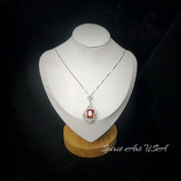 5 Ct Sunstone Necklace in Sterling Silver - Spiritual Flower Design with Scissor Cut Lab Orange Sapphire Tangerine white gold tone #986