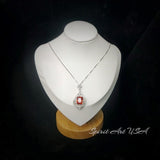 5 Ct Sunstone Necklace in Sterling Silver - Spiritual Flower Design with Scissor Cut Lab Orange Sapphire Tangerine white gold tone #986