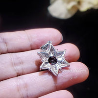 Gemstone Star Red Garnet Necklace - 18KGP Sterling Silver - 6 Point Star Garnet Pendant - 2CT Hexagram Red Garnet Jewelry #876