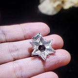 Gemstone Star Red Garnet Necklace - 18KGP Sterling Silver - 6 Point Star Garnet Pendant - 2CT Hexagram Red Garnet Jewelry #876