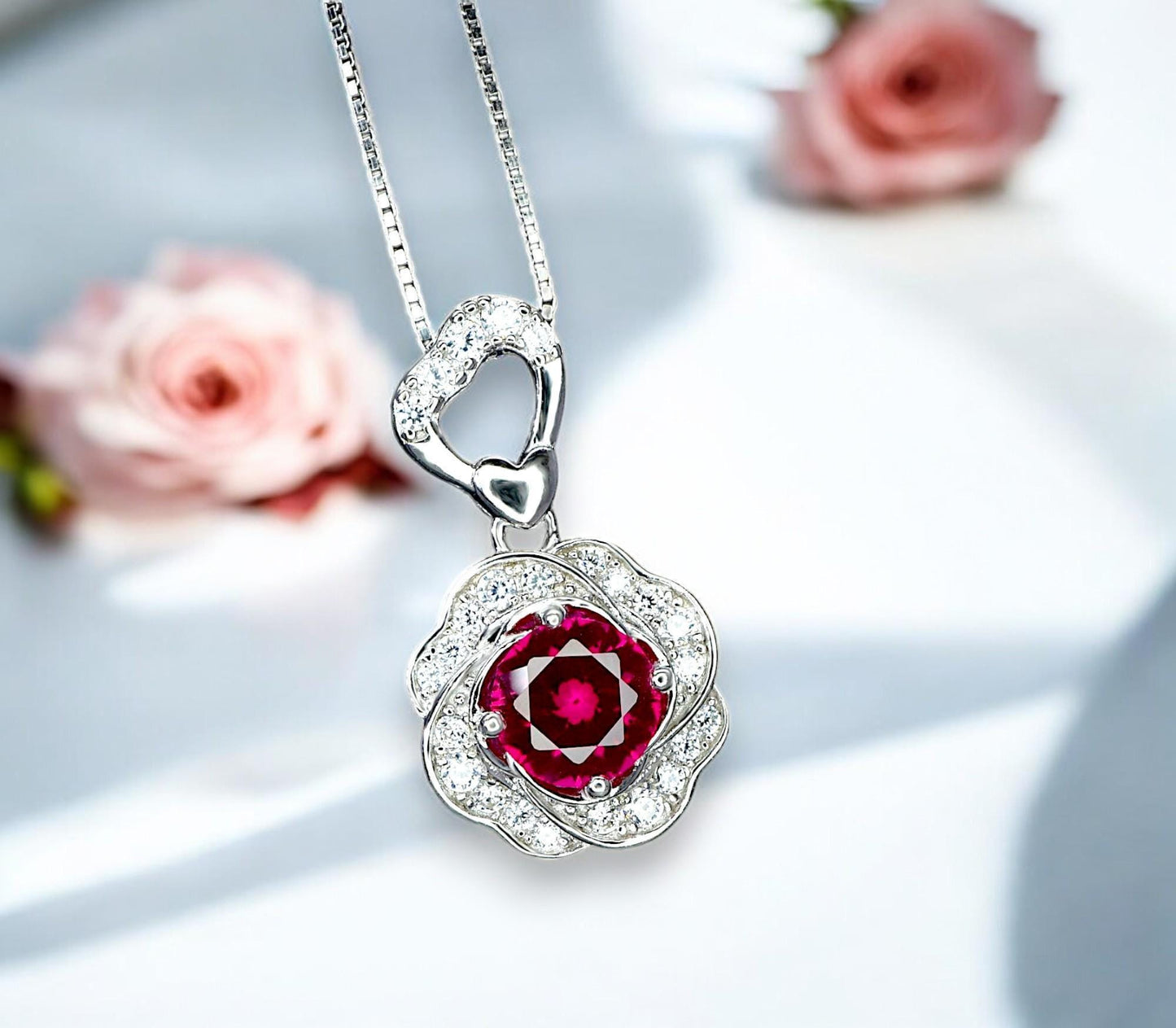 ruby necklace, July birthstone