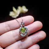 Genuine Peridot Necklace - Swan Necklace - Natural Green Peridot Pendant - 18KGP @ Sterling Silver - August Birthstone #971