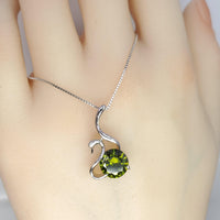 Sterling Silver Swan Peridot Necklace - 18KGP- Peridot Jewelry - Swan Necklace #152