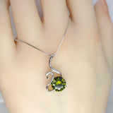 Sterling Silver Swan Peridot Necklace - 18KGP- Peridot Jewelry - Swan Necklace #152