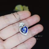 4 CT Tanzanite Heart Necklace - White gold coated Sterling Silver - Deep blue heart Pendant - Lab Created Energic Tanzanite Jewelry #573