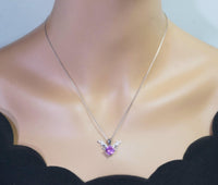 Deer Antler Pink Tourmaline Necklace - Sterling Silver 8mm Round Cut 2 Ct Pink Tourmaline Pendant #346