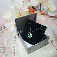 Money Pouch Emerald Jade Necklace - 18KGP @ Sterling Silver - Green Jade Pendant #323