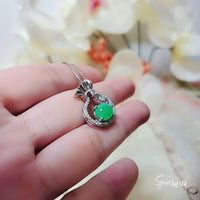 Money Pouch Emerald Jade Necklace - 18KGP @ Sterling Silver - Green Jade Pendant #323