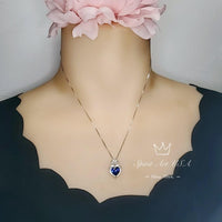 4 CT Tanzanite Heart Necklace - White gold coated Sterling Silver - Deep blue heart Pendant - Lab Created Energic Tanzanite Jewelry #573