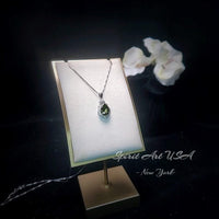 Dainty Teardrop Peridot Necklace, Tiny Green Peridot Pendant, Gemstone Rounded Lab Created Green Gemstone August Birthstone Jewelry #182
