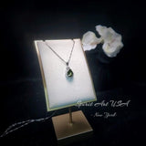 Dainty Teardrop Peridot Necklace, Tiny Green Peridot Pendant, Gemstone Rounded Lab Created Green Gemstone August Birthstone Jewelry #182