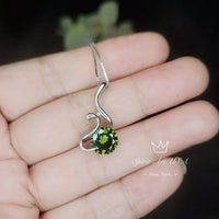 Sterling Silver Swan Peridot Necklace - 18KGP- Peridot Jewelry - Swan Necklace #152