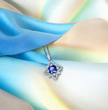Square Blue Tanzanite Necklace - Gemstone Medal of Honor Flower Sterling Silver Star Celestial Jewelry #513