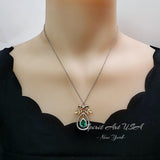 Teardrop Swiss Blue Topaz Necklace The Tree Of Life Pendant 18KGP @ Sterling Silver Olive branch 2.5 Ct Pear Cut Blue Topaz Jewelry #851