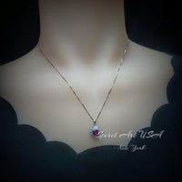 Double Halo Ruby Necklace - Red Ruby Heart Pendant - 18KGP @ Sterling Silver - Dainty Ruby Pendant - July Birthstone #268
