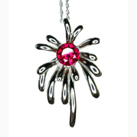 Sterling Silver Firework Ruby Necklace - Firework Necklace - White Gold Plated - July Birthstone - Ruby Jewelry #789