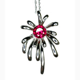 Sterling Silver Firework Ruby Necklace - Firework Necklace - White Gold Plated - July Birthstone - Ruby Jewelry #789