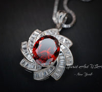 Large Garnet Spiral Necklace Gold coat Sterling Silver Gemstone Milky Way Spiral Galaxy Energy Vortexes Windmill Garnet Pendant 2.8 CT #854