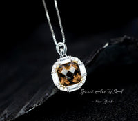 Genuine Smoky Quartz Necklace - 18kgp @ Sterling Silver - Protective Gemstone - Root Chakra Healing - Smoky Quartz Pendant #309