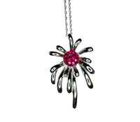 Sterling Silver Firework Ruby Necklace - Firework Necklace - White Gold Plated - July Birthstone - Ruby Jewelry #789