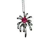 Sterling Silver Firework Ruby Necklace - Firework Necklace - White Gold Plated - July Birthstone - Ruby Jewelry #789