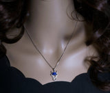 Lapis Lazuli Necklace, Sterling Silver Buffalo Minimalist Animal Silver Bull Jewelry Dainty Ox Natural Blue Lapis Lazuli Choker #235