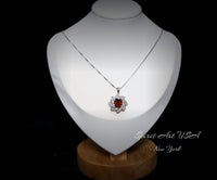 Large Garnet Spiral Necklace Gold coat Sterling Silver Gemstone Milky Way Spiral Galaxy Energy Vortexes Windmill Garnet Pendant 2.8 CT #854