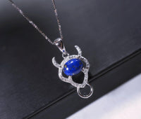 Lapis Lazuli Necklace, Sterling Silver Buffalo Minimalist Animal Silver Bull Jewelry Dainty Ox Natural Blue Lapis Lazuli Choker #235